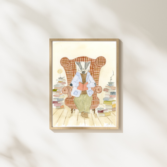 Cozy Badger Art Print