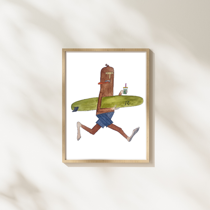 Bigfoot Surfing Art Print