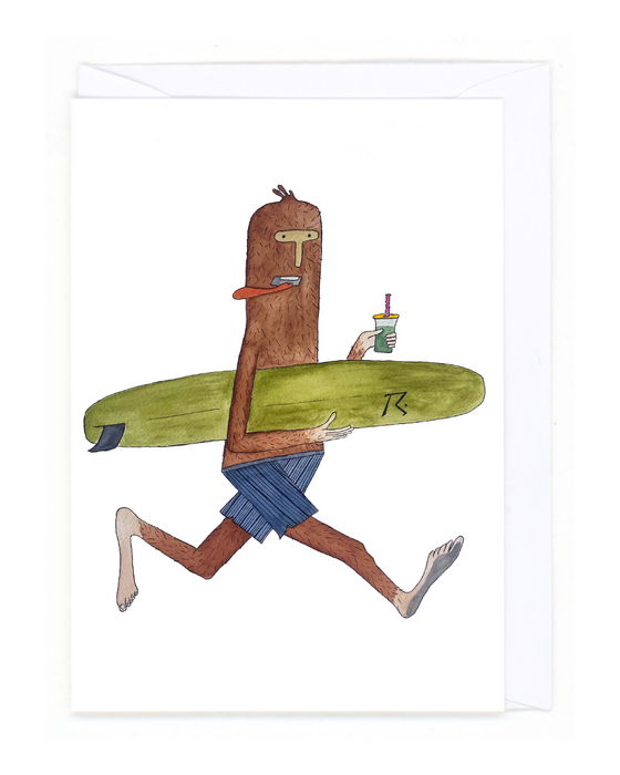 "Bigfoot Surfing Card"